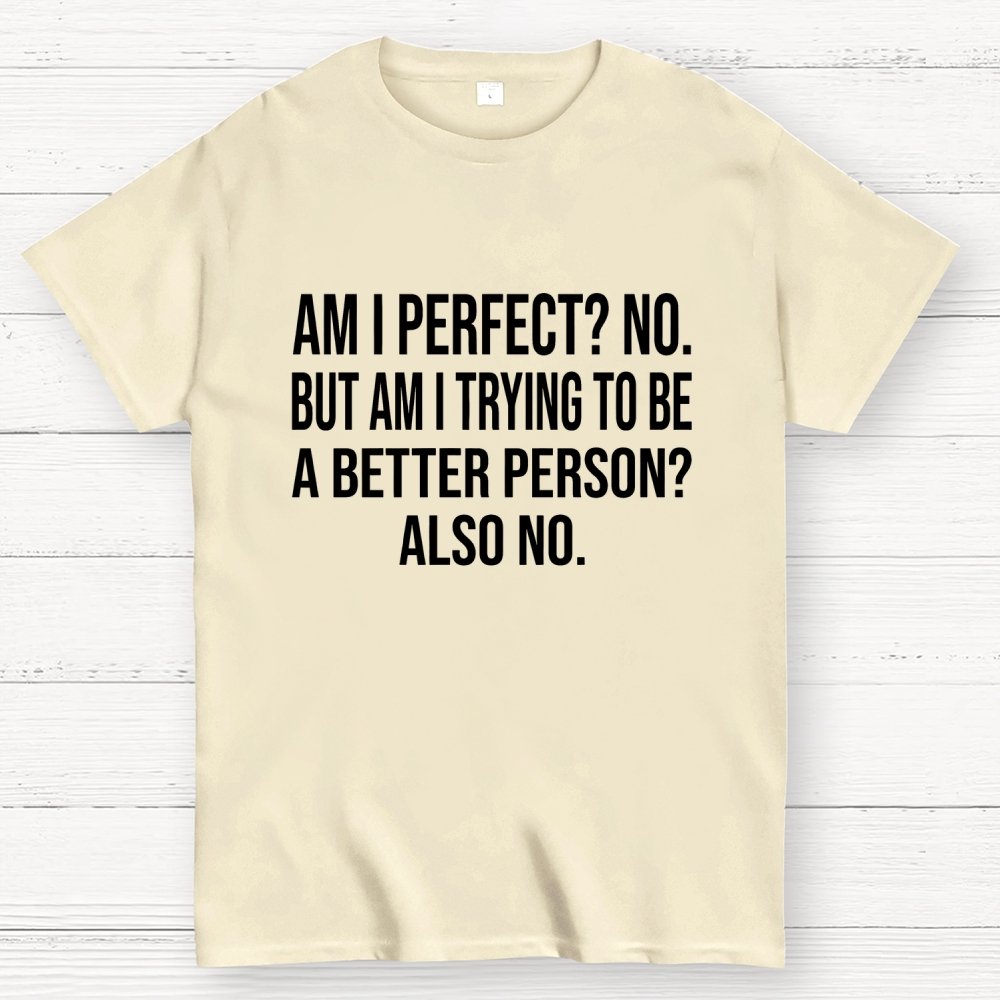 Am I Perfect No But Am I Trying To Be A Better Person Also No Geek T-Shirt