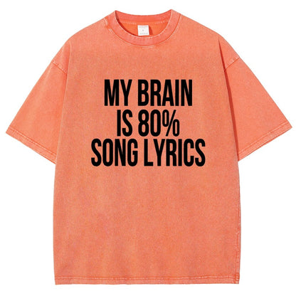 My Brain is 80% Song Lyrics Vintage Distressed T-shirt