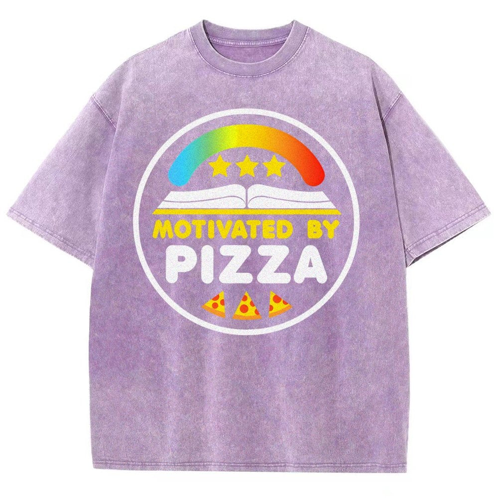 Motivated By Pizza Vintage Distressed T-shirt