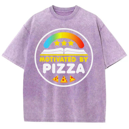 Motivated By Pizza Vintage Distressed T-shirt