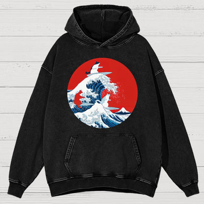 Surfing Cat Funny Vintage Distressed Hoodie