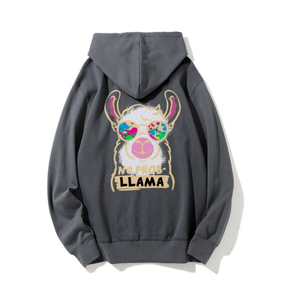 No probllama Printed Back Unisex Cotton Hoodie