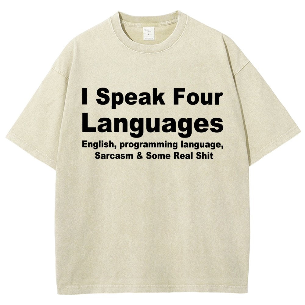 Speak Four Languages Vintage Distressed T-shirt