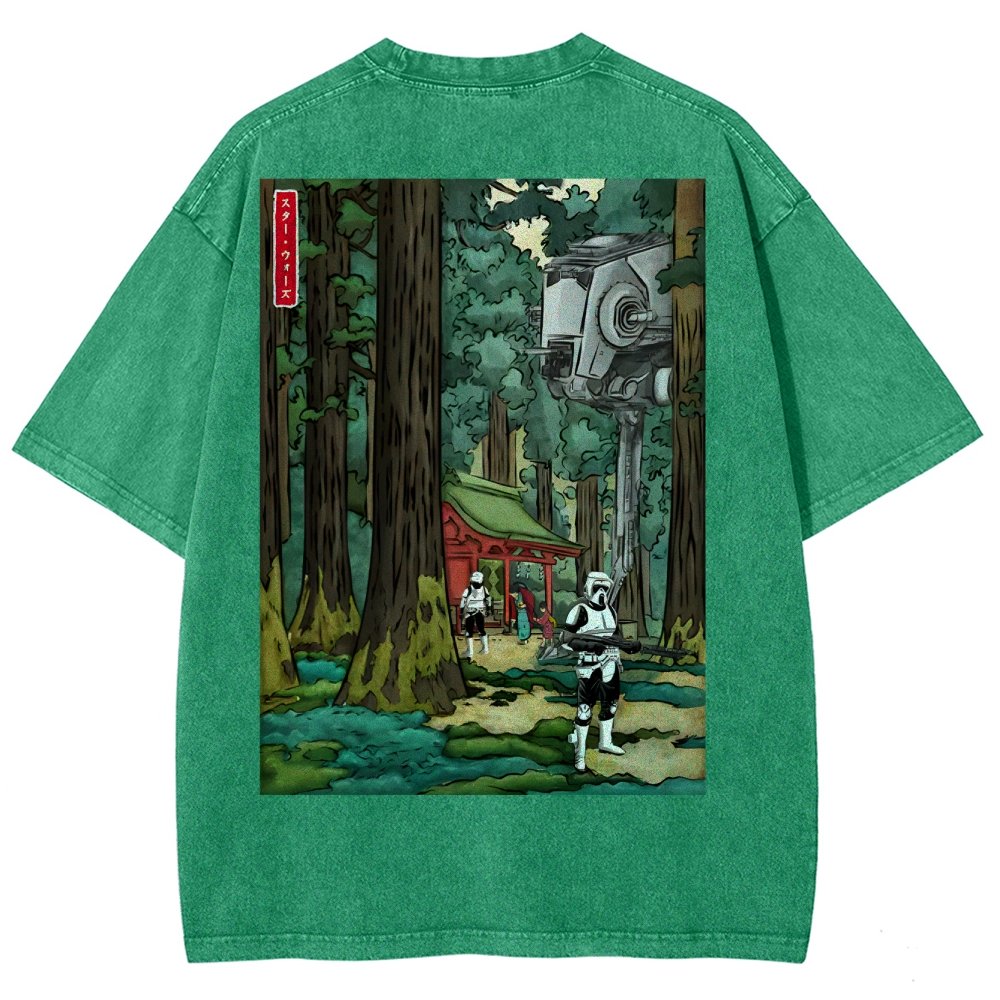 Cosmic Realm In Japanese Forest Washed T-Shirt