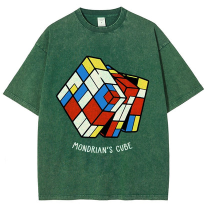 The Mondrian Rubik Cube Vintage Distressed T-shirt