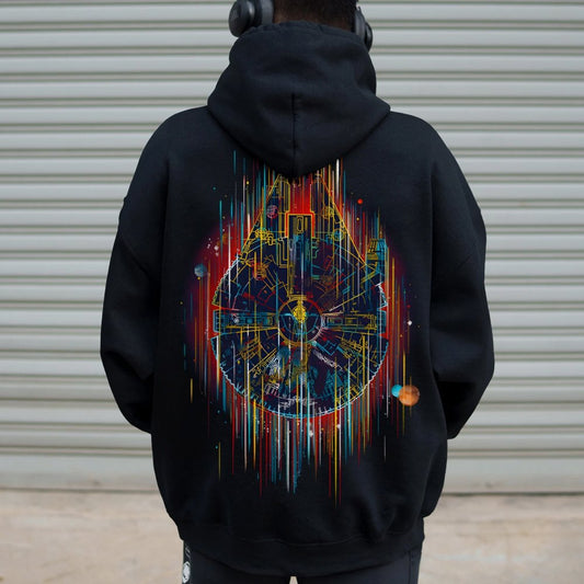 The Neon Falcon Printed Back Cotton Hoodie