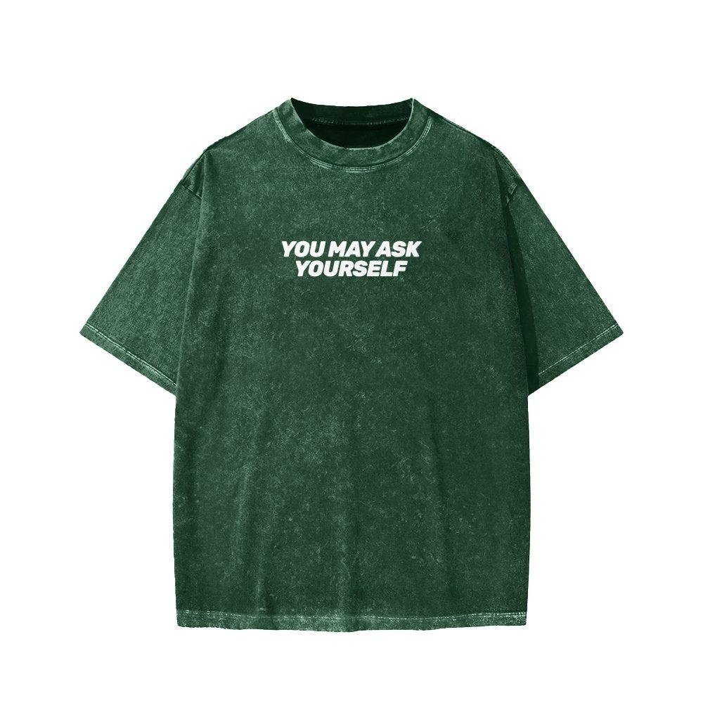 Techno Apocalypse Front And Back Printing Washed T-shirt