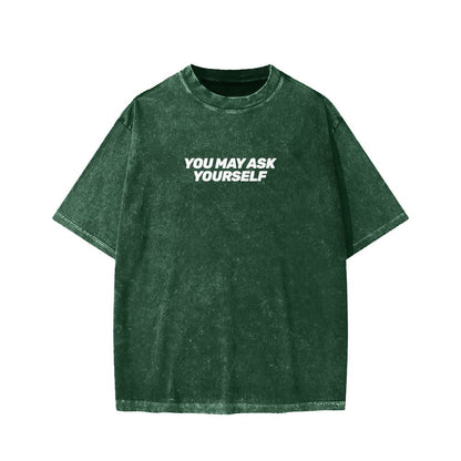 Techno Apocalypse Front And Back Printing Washed T-shirt
