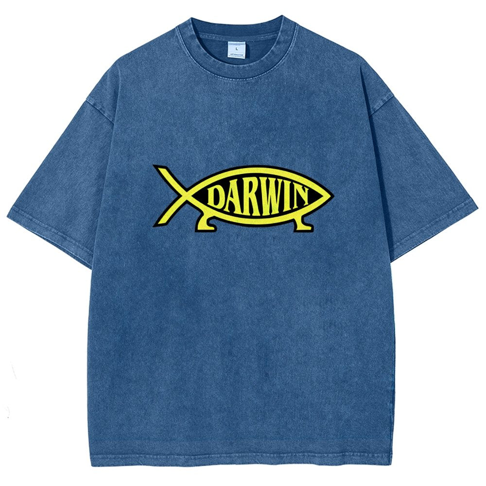 Darwin Fish Vintage Distressed T-shirt