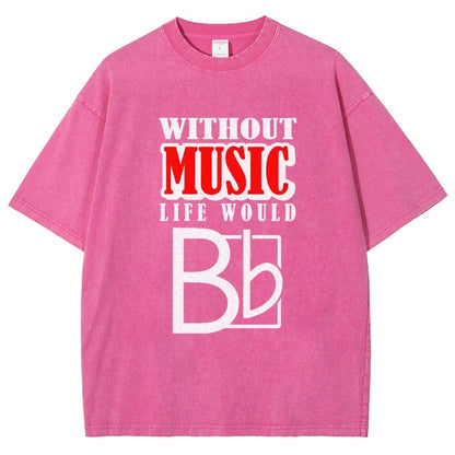 Without Music Life Would B Flat  Vintage Distressed T-shirt