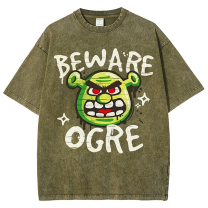 Beware Ogre Graffiti Vintage Distressed T-shirt
