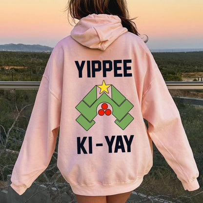 YIPPEE KI-YAY Printed Back Unisex Cotton Hoodie
