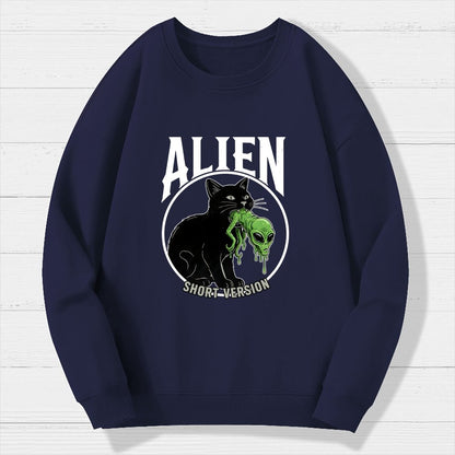 Black Cat Eating Alien Geek Cotton Sweatshirt