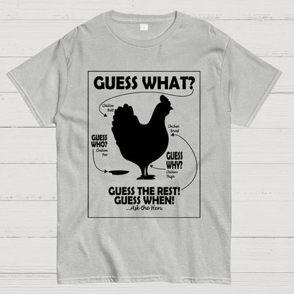 Guess What Chicken Butt White Print Geek T-Shirt