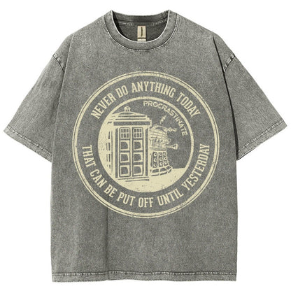 Time Travel Procrastination Vintage Distressed T-shirt