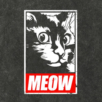 Meow！！Vintage Distressed T-shirt