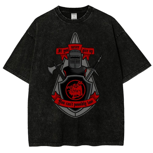 Never Give Up Vintage Distressed T-shirt