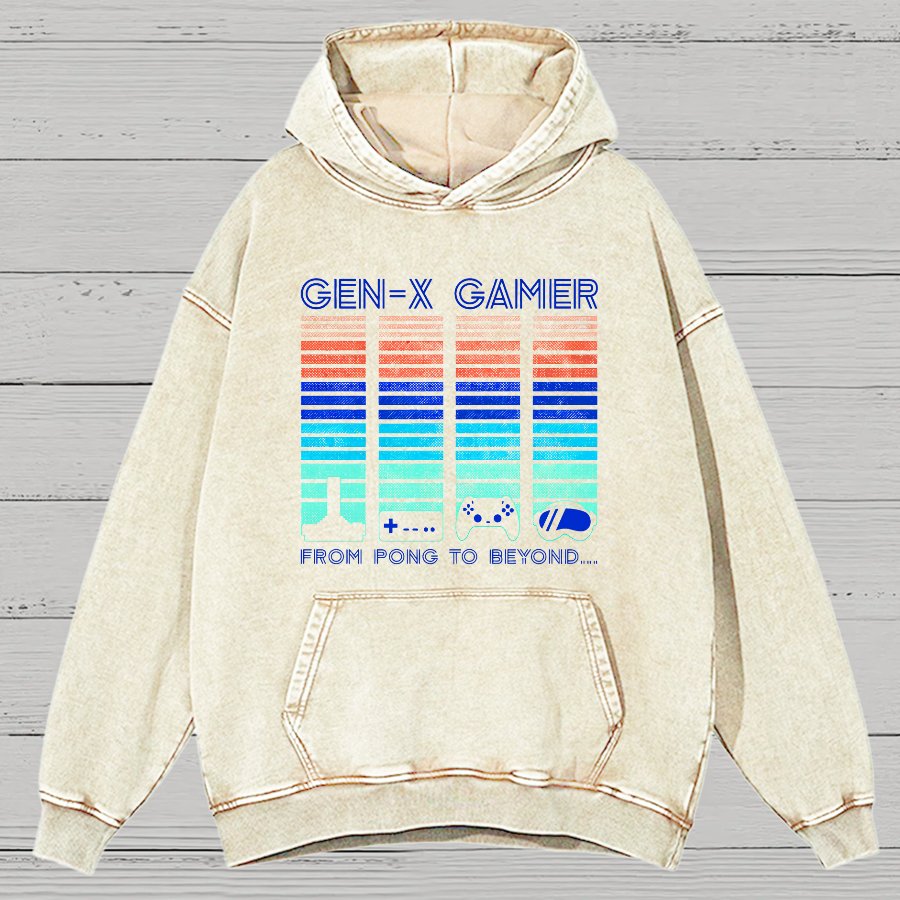 Gen-X Gamer Vintage Distressed Hoodie