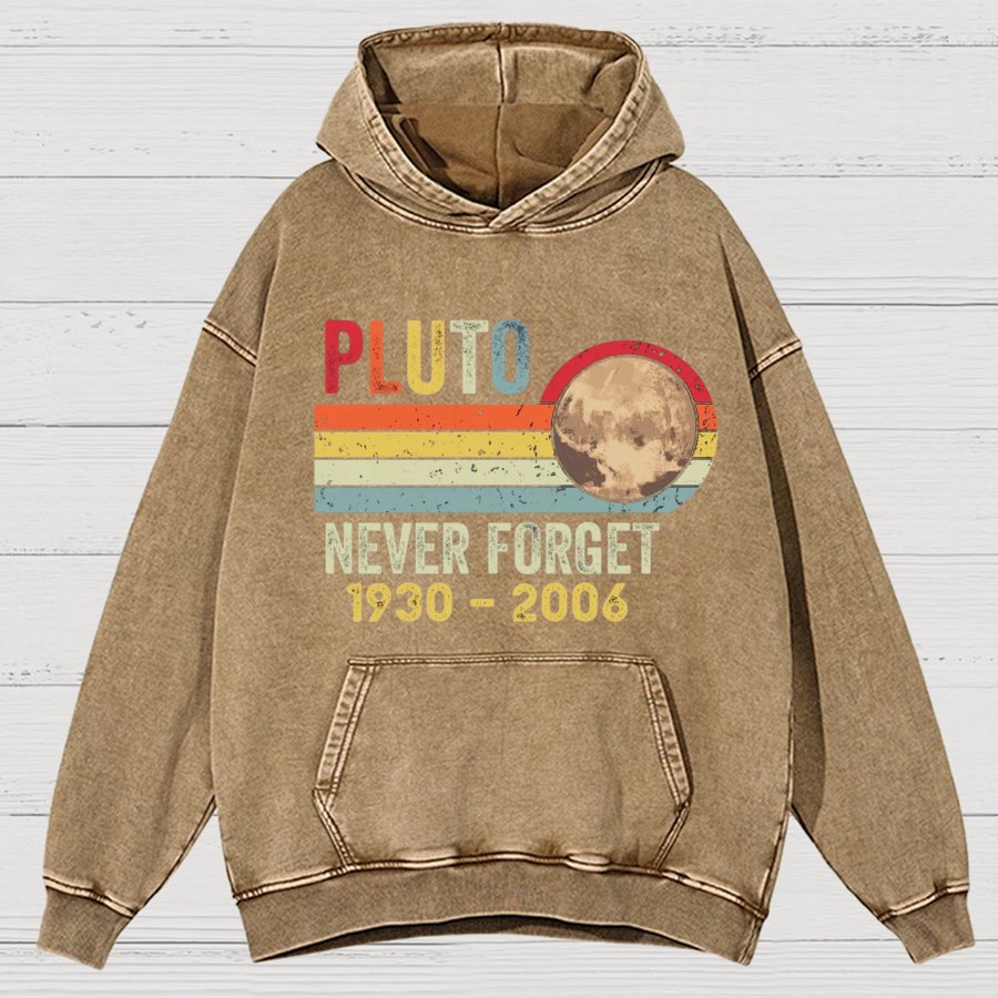 Pluto Never Forget - Funny Science Vintage Distressed Hoodie