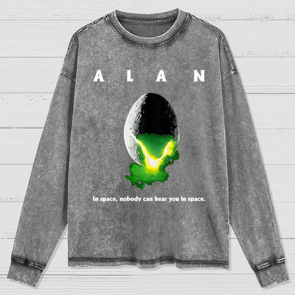 A.lan In S.pace Nobody Can Hear You In S.pace Washed Long Sleeve Tee