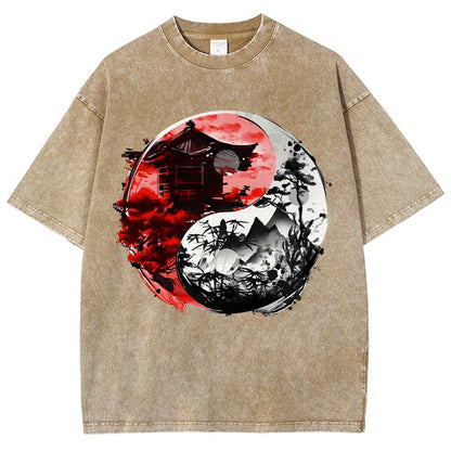 Temple Yin yang Vintage Distressed T-shirt