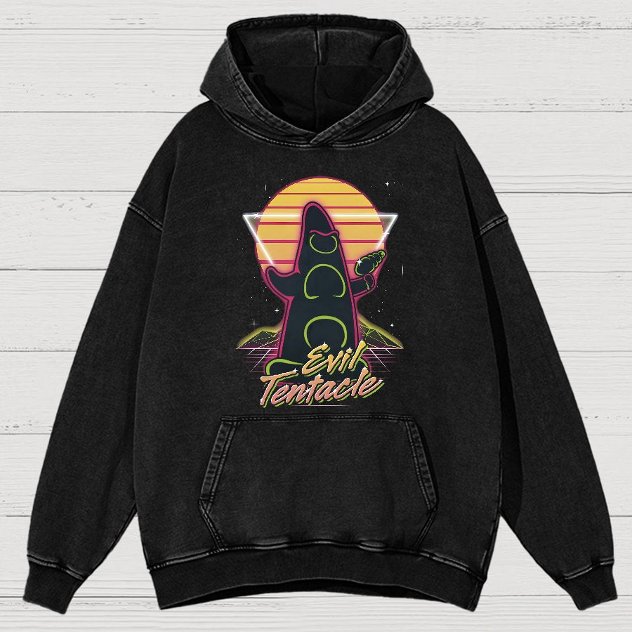 Retro Evil Tentacle Nerdy Vintage Distressed Hoodie