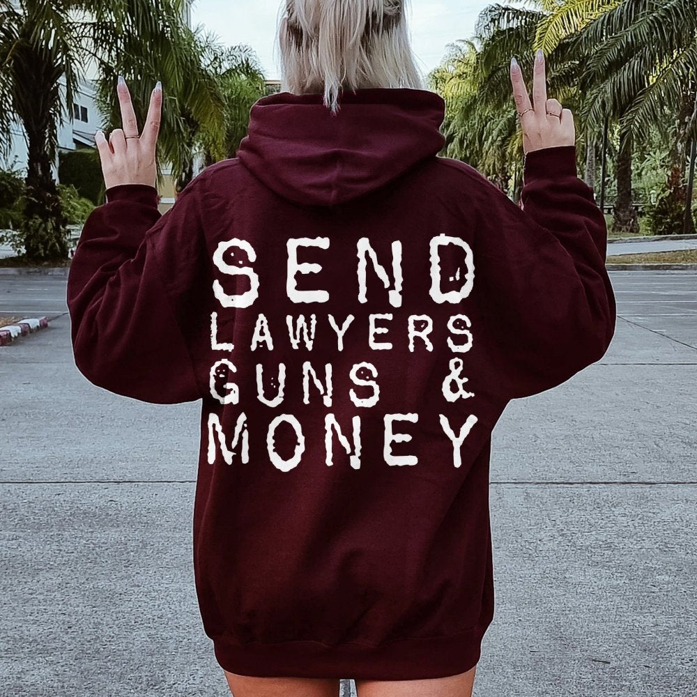 Send Lawyers Guns And Money Printed Back Unisex Cotton Hoodie