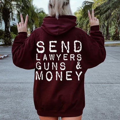 Send Lawyers Guns And Money Printed Back Unisex Cotton Hoodie