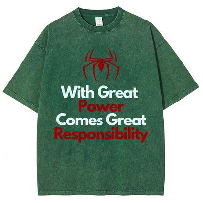 With Great Power Comes Great Responsibility Vintage Distressed T-shirt