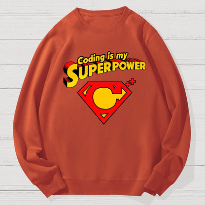 Coding Is My Superpower Geek Cotton Sweatshirt