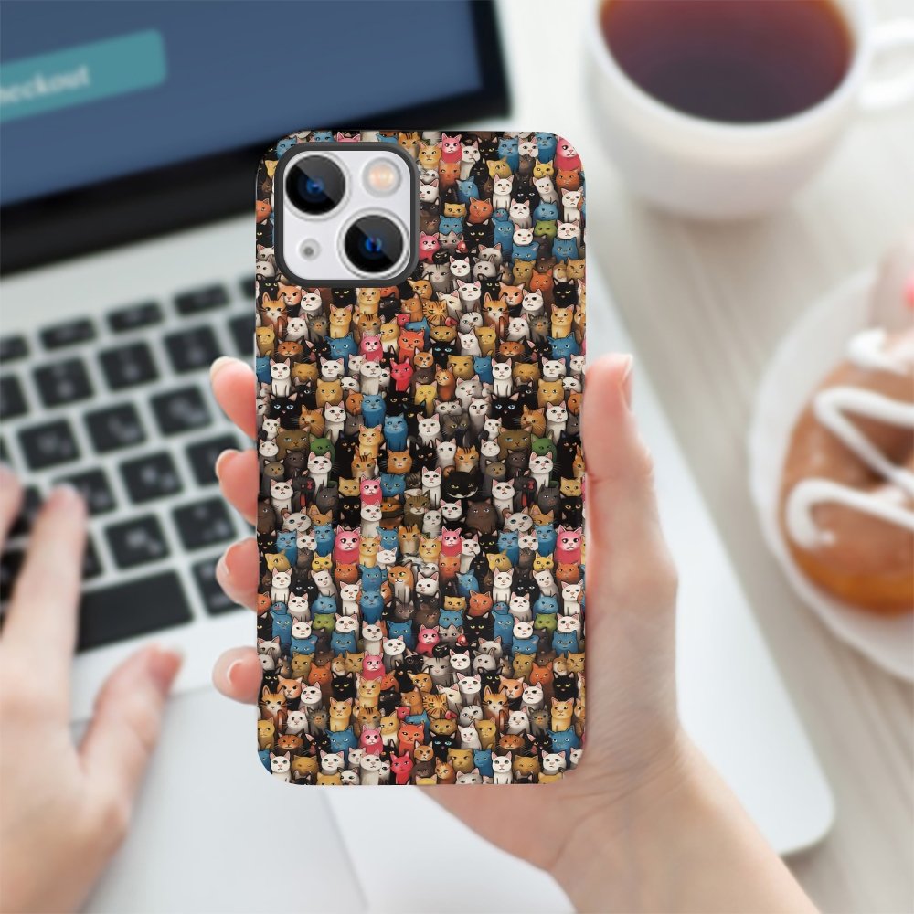 Cat Art Flowers Phone Cases