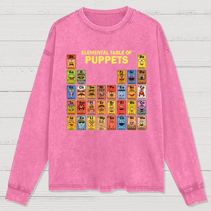 Elemental Table Of Puppets Washed Long Sleeve Tee
