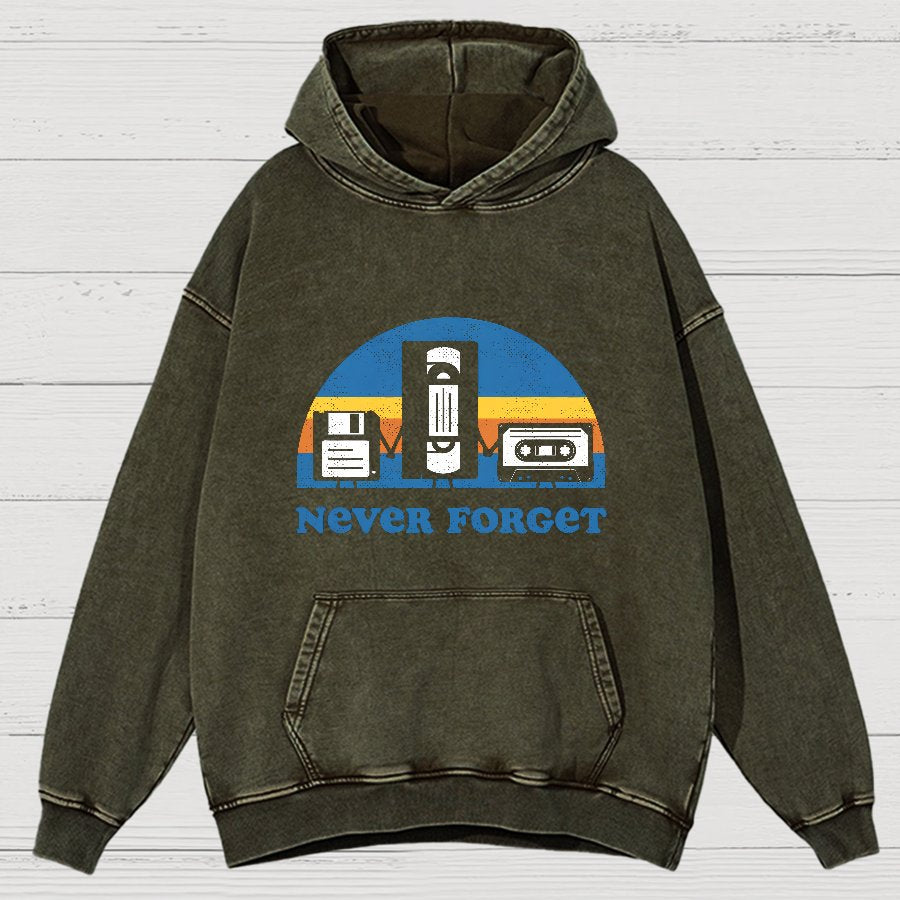Never Forget Geeky Vintage Distressed Hoodie