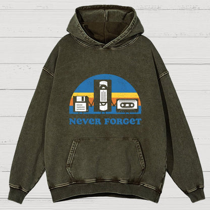 Never Forget Geeky Vintage Distressed Hoodie