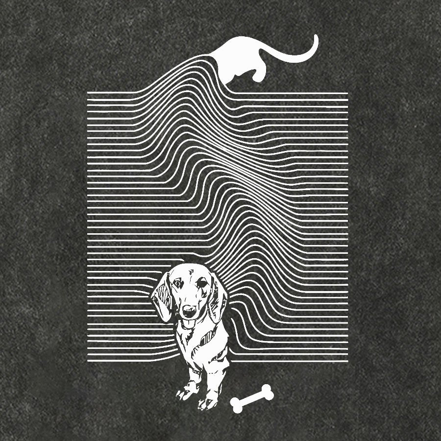 Funny Line Dog Vintage Distressed T-shirt