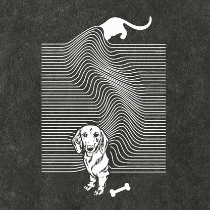 Funny Line Dog Vintage Distressed T-shirt