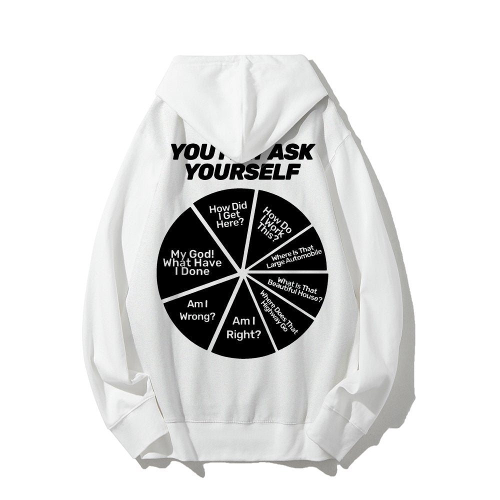 You May Ask Yourself Printed Back Cotton Hoodie