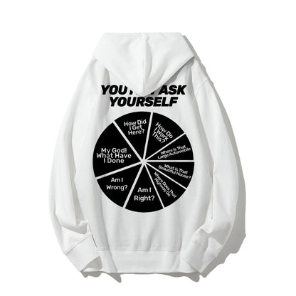 You May Ask Yourself Printed Back Cotton Hoodie