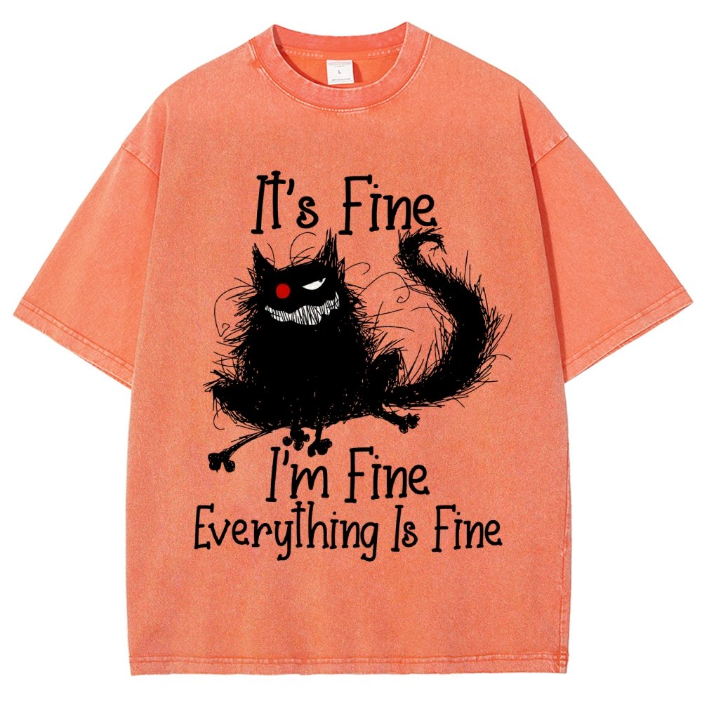 It's fine funny cat Vintage Distressed T-shirt
