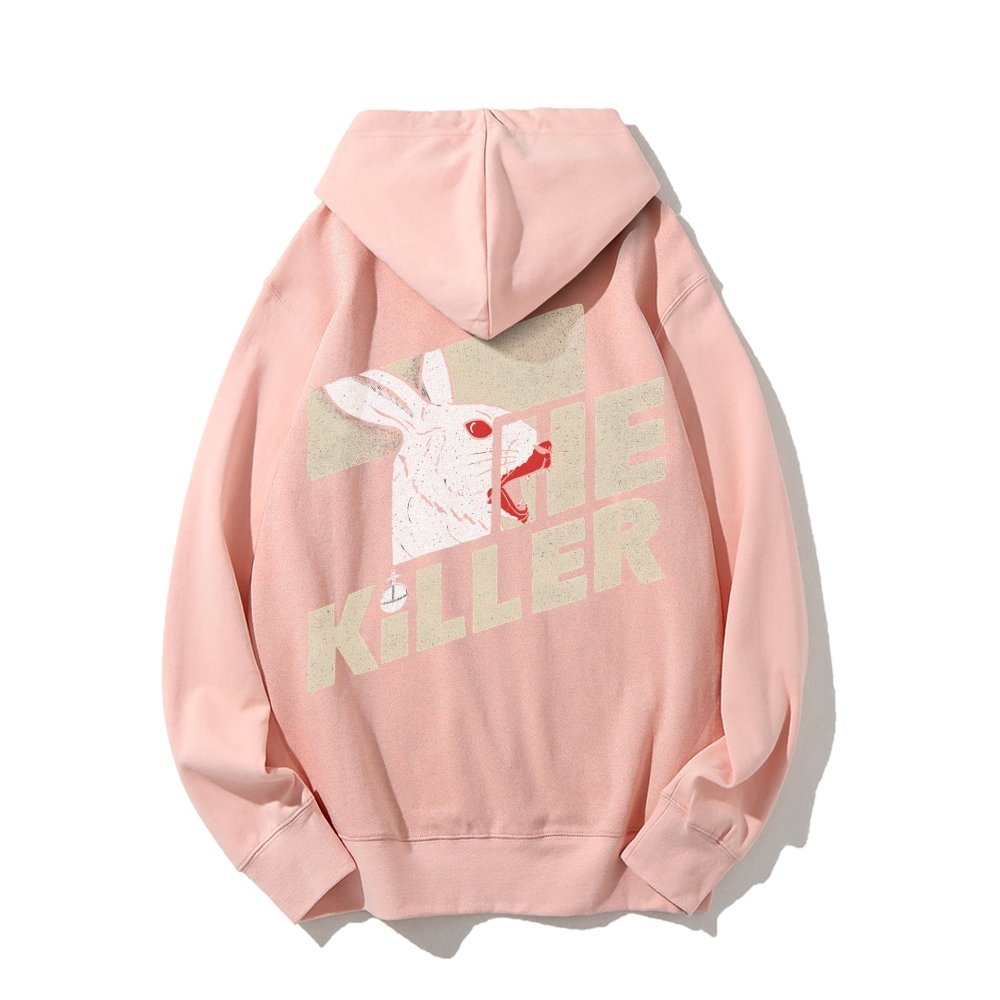 Mysterious Rabbit Printed Back Unisex Cotton Hoodie