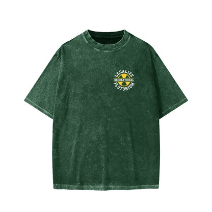 Legalize Recreational Plutonium Front And Back Printing Washed T-shirt