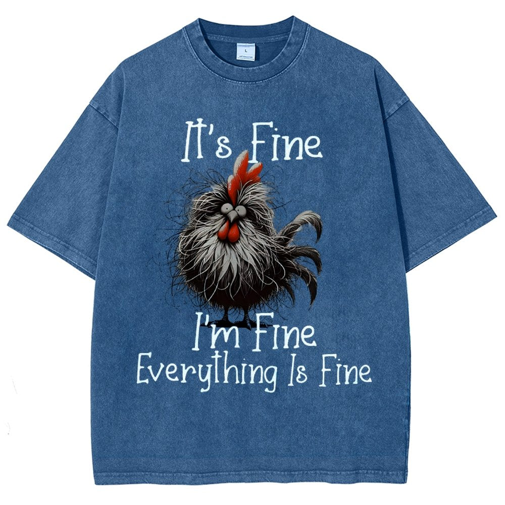 It's Fine，Funny Chick Vintage Distressed T-shirt