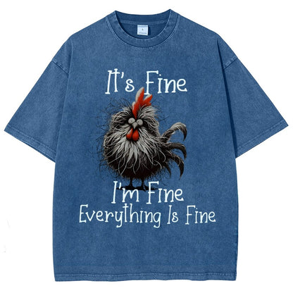It's Fine，Funny Chick Vintage Distressed T-shirt