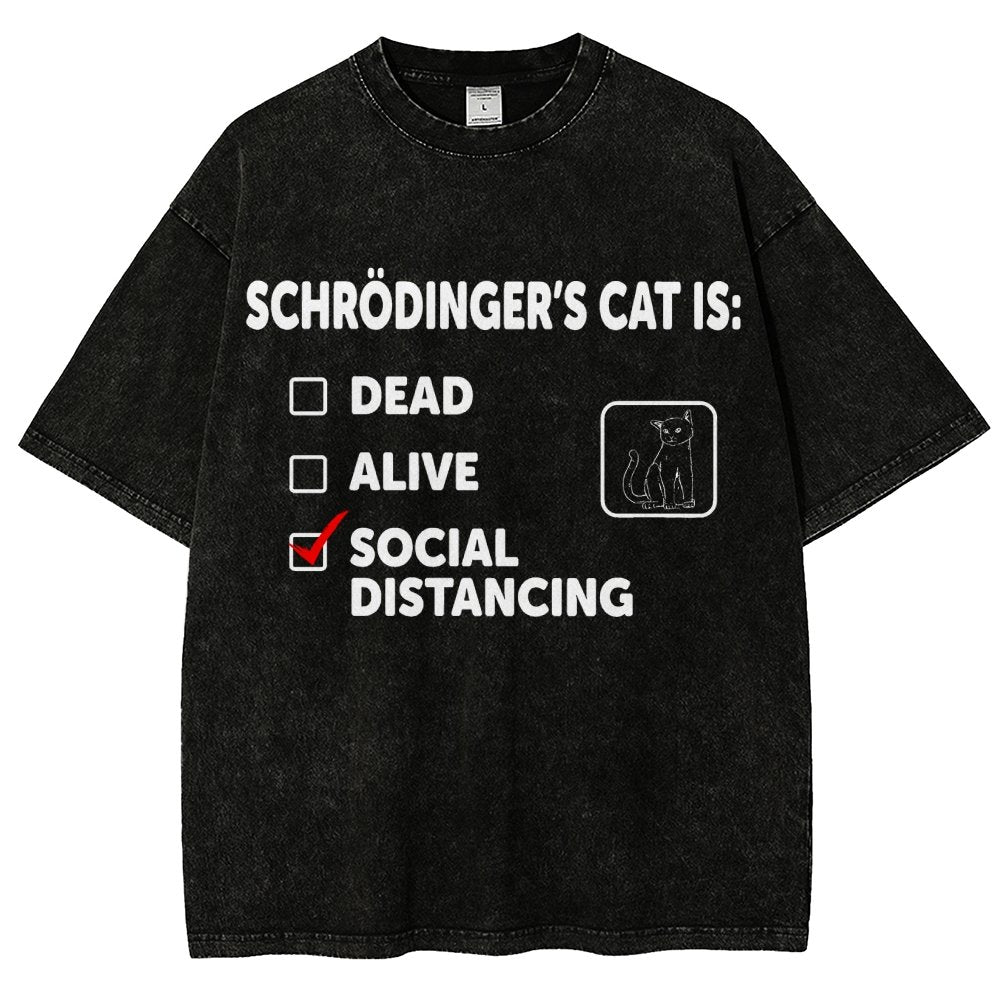 Schrodinger's Social Distancing Vintage Distressed T-shirt