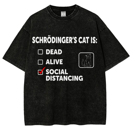 Schrodinger's Social Distancing Vintage Distressed T-shirt