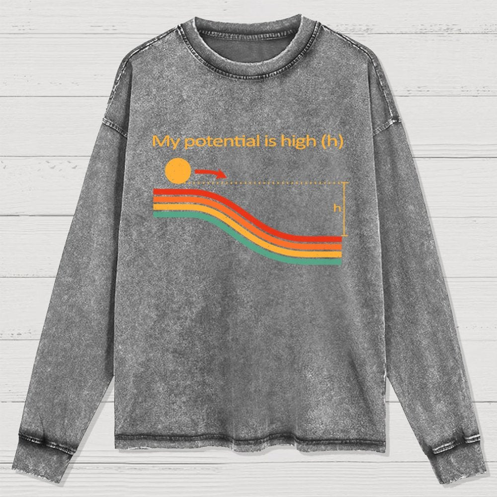 My Potential Is High Washed Long Sleeve Tee