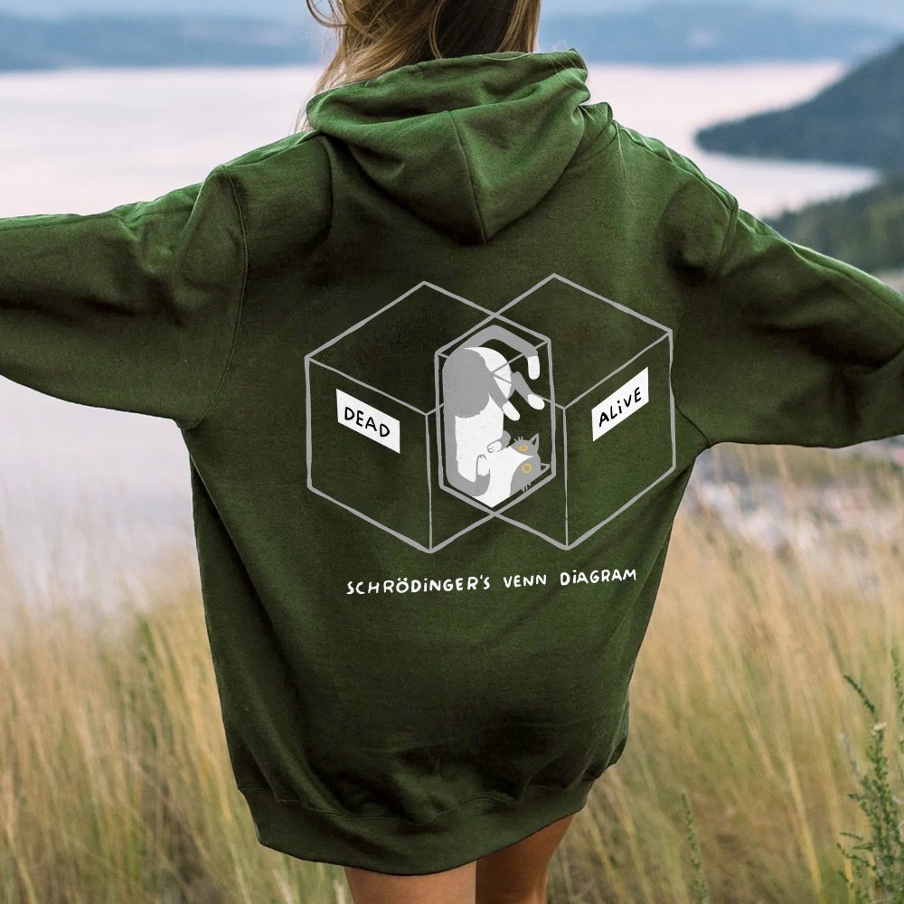 Schrodingers Venn Diagram Printed Back Unisex Cotton Hoodie