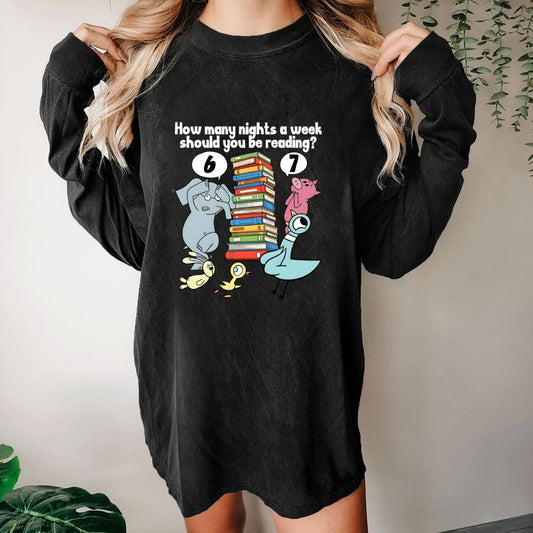 How Many Nights A Week Should You Be Reading 6-7 Washed Long Sleeve Tee