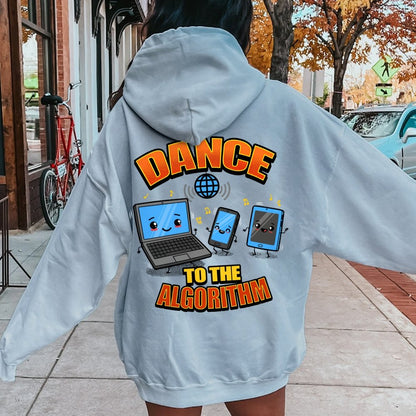 Dance To The Algorithm Funny Printed Back Unisex Cotton Hoodie