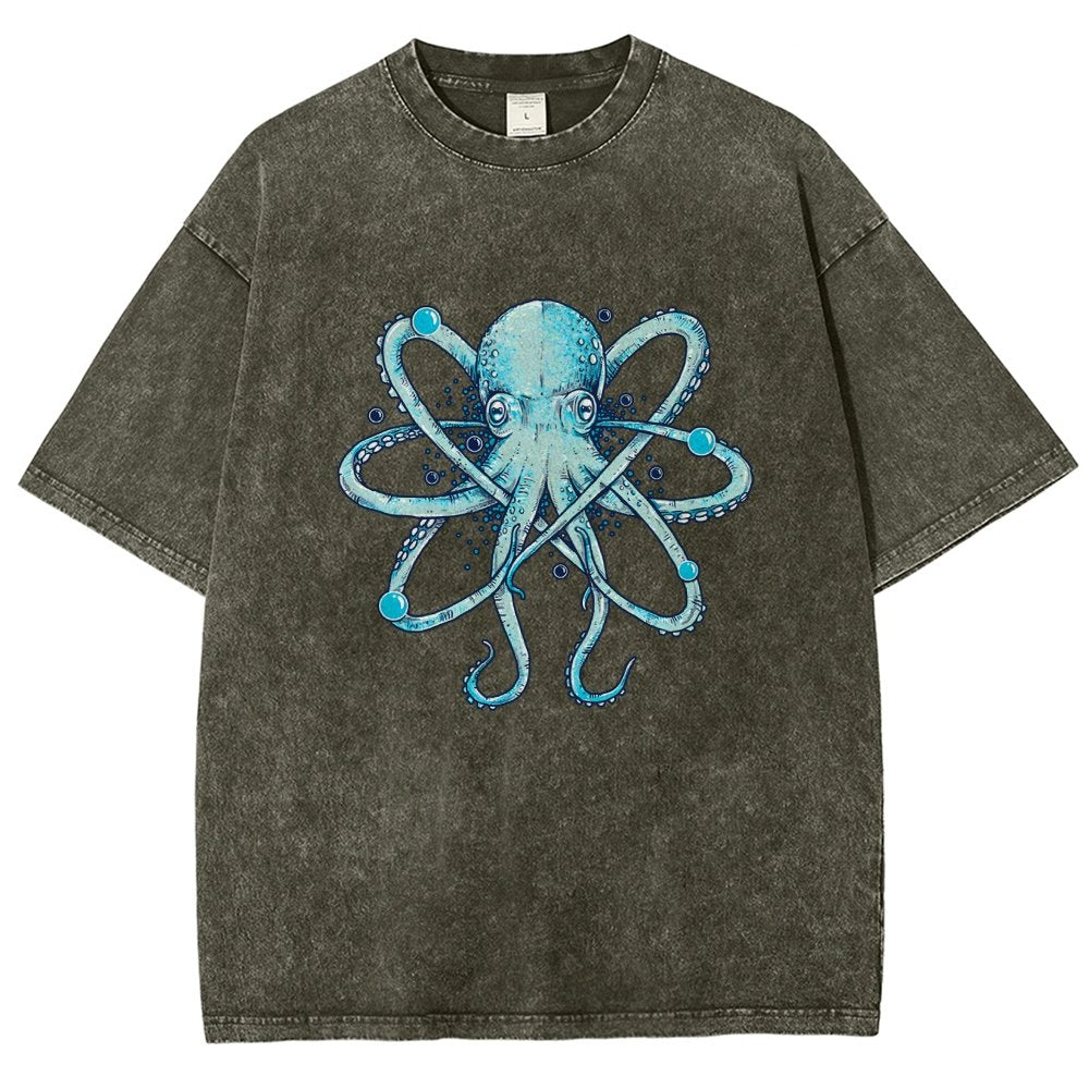 Atomic Octopus Vintage Distressed T-shirt